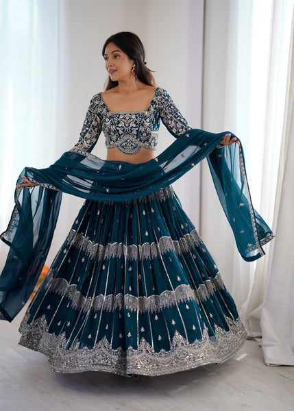Faux Georgette Embroidered Lehenga Choli