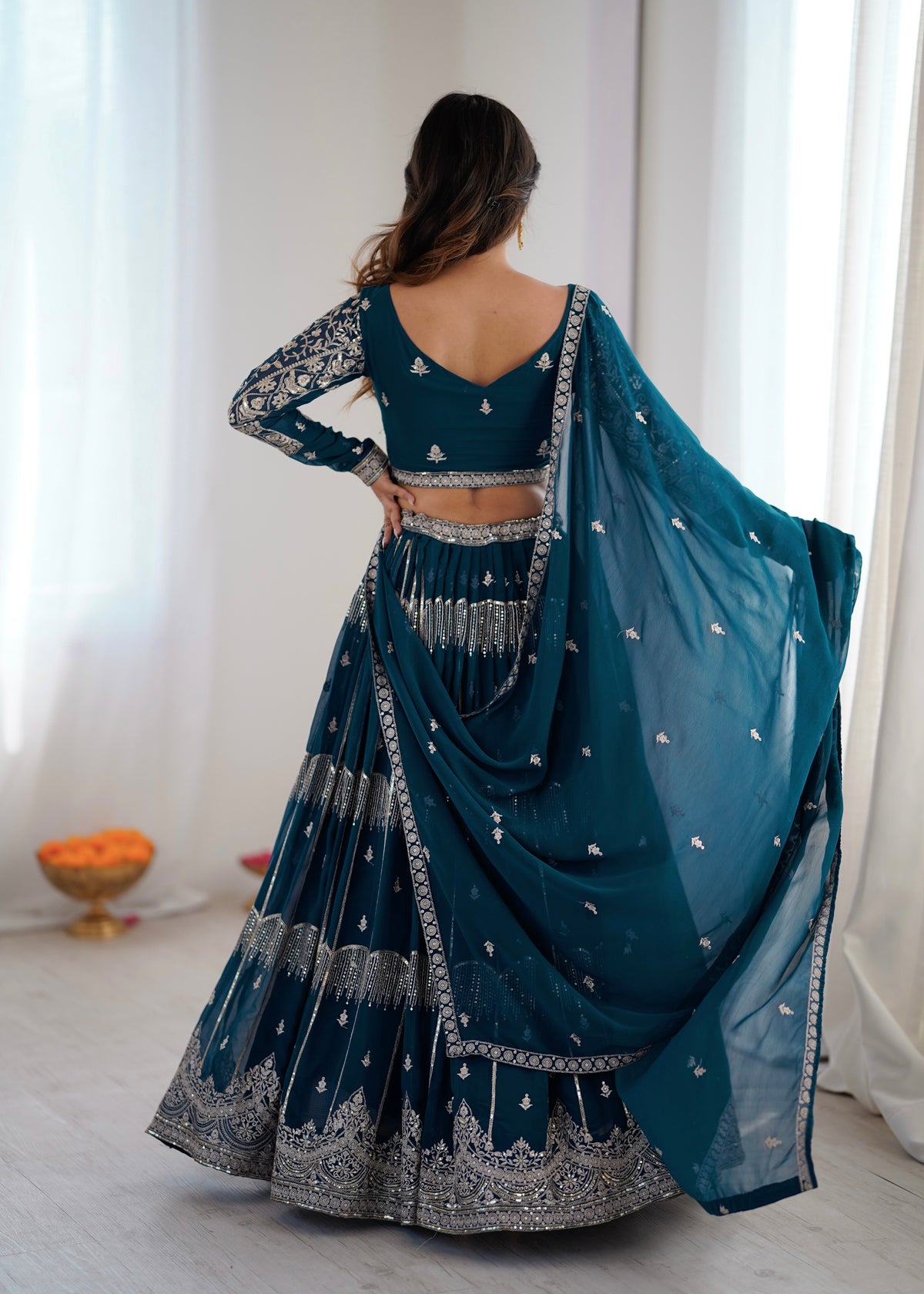 Faux Georgette Embroidered Lehenga Choli