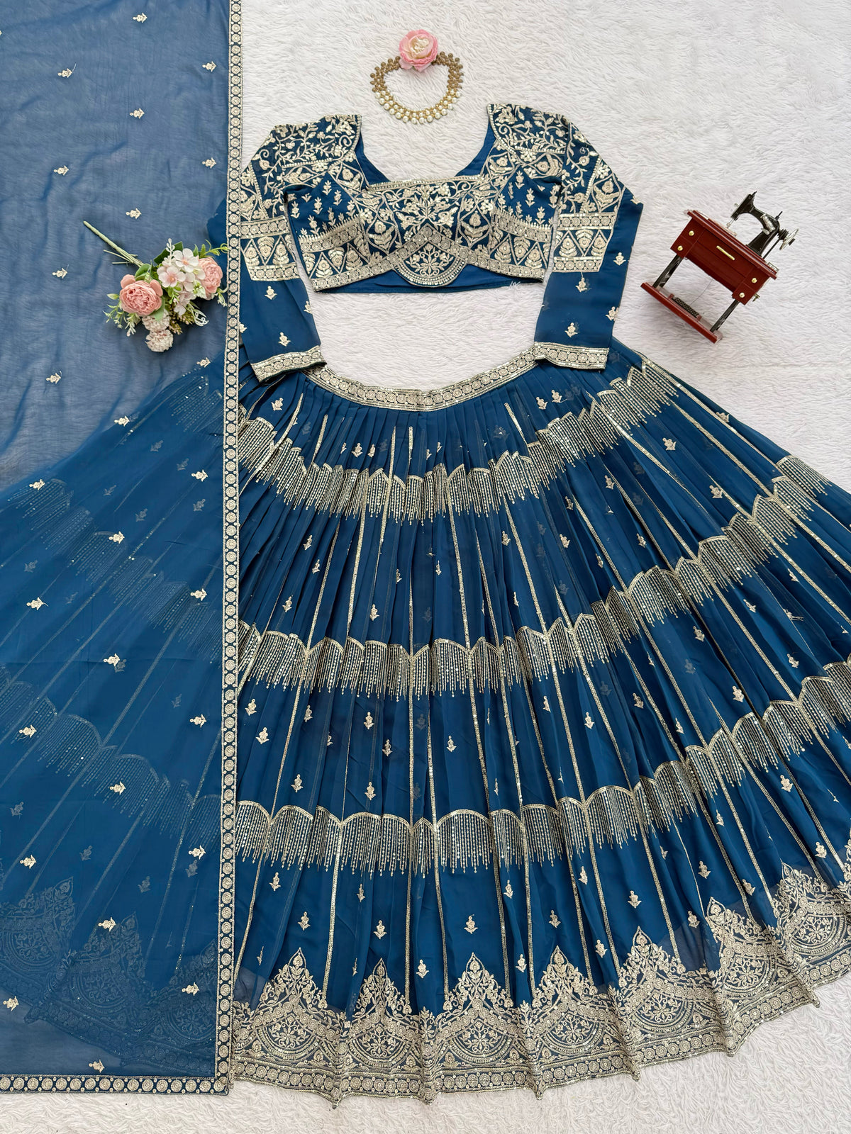 Faux Georgette Embroidered Lehenga Choli