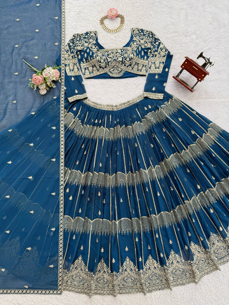 Faux Georgette Embroidered Lehenga Choli