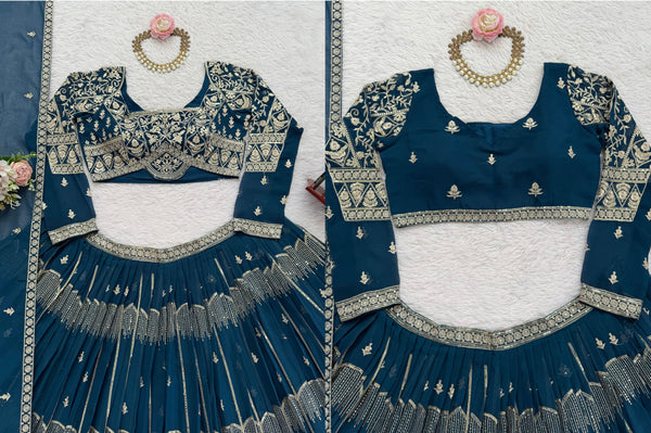 Faux Georgette Embroidered Lehenga Choli