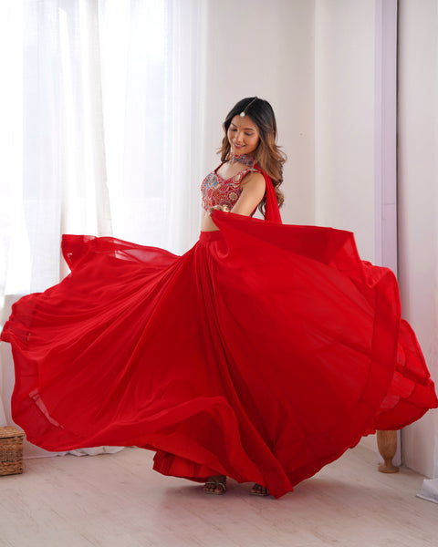 Latest Georgette Sequence Full Stitched Lehenga Choli