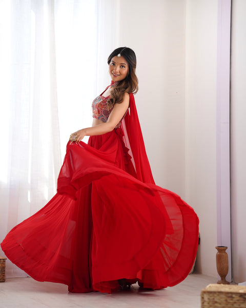 Latest Georgette Sequence Full Stitched Lehenga Choli