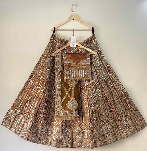 Brown Color Malay Silk Lehenga For Women