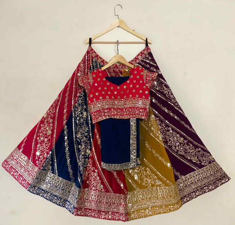 Multi Color Georgette Lehenga For Women