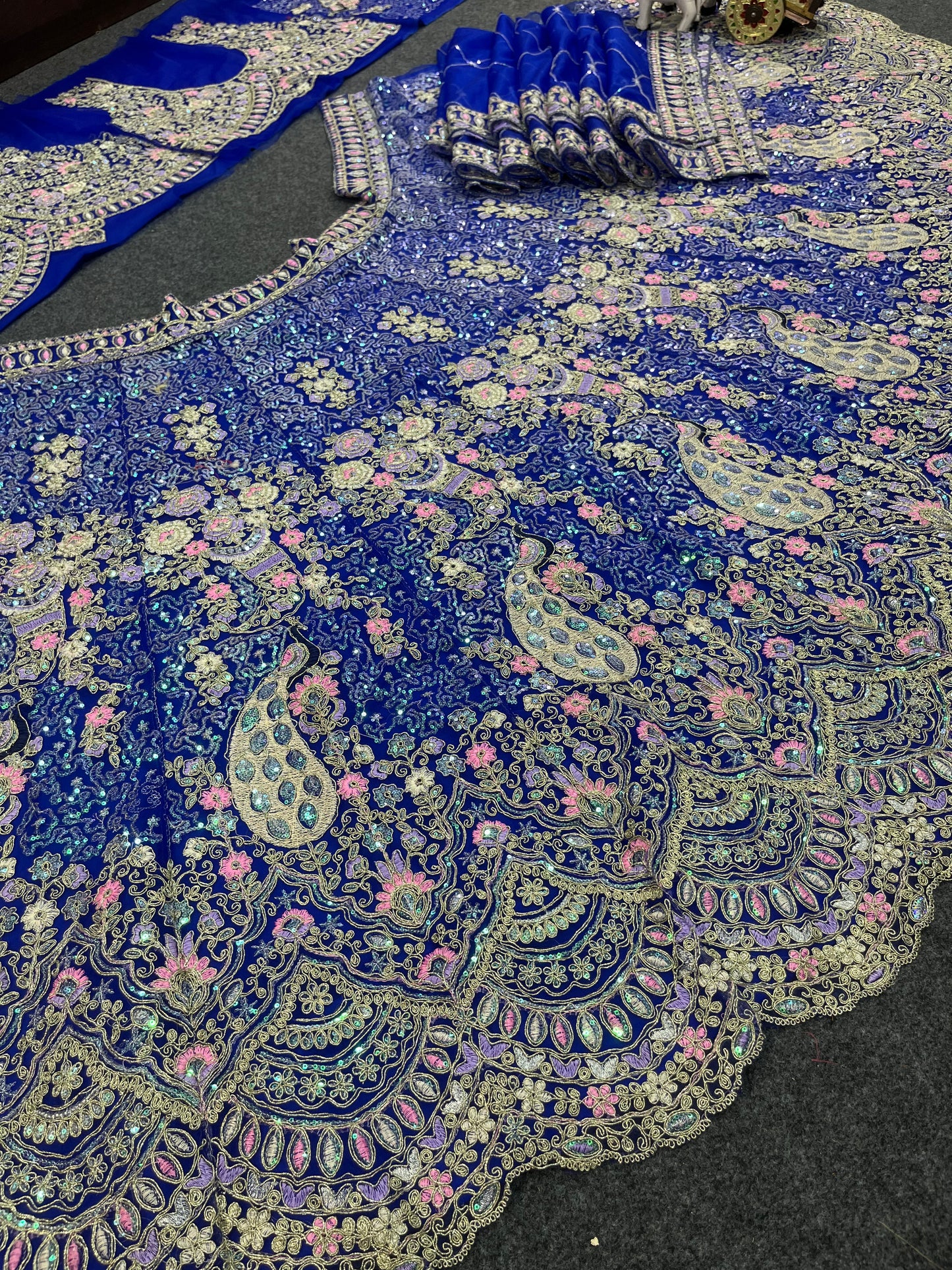 Royal Blue Color Net Latest Lehengas For Women