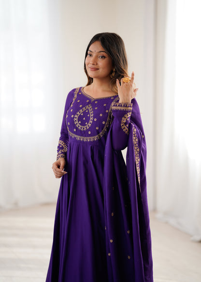 Roman Chanderi Silk Anarkali Gown.