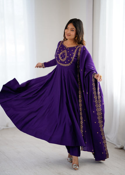 Roman Chanderi Silk Anarkali Gown.