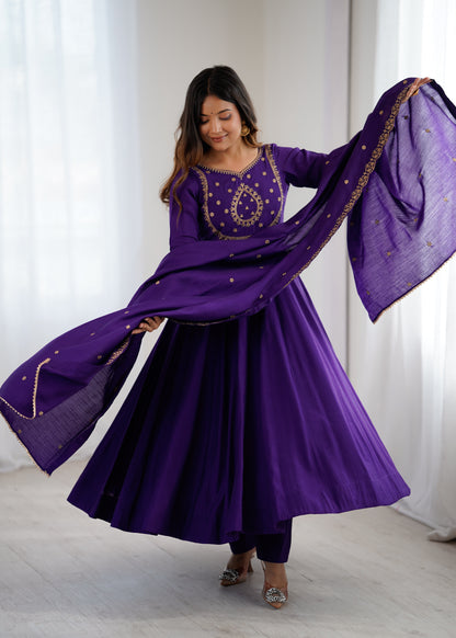 Roman Chanderi Silk Anarkali Gown.