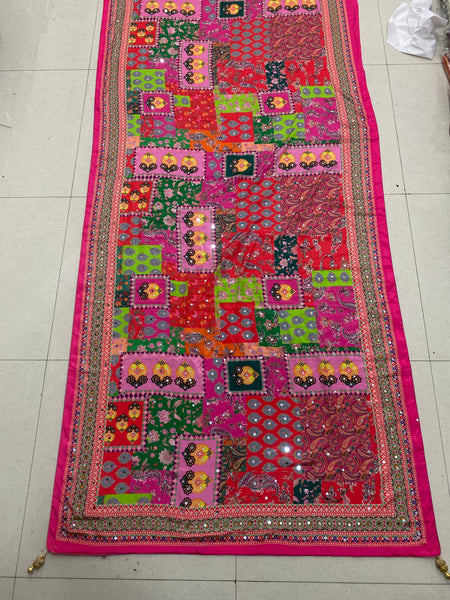Mirror Work Printed Chinnon Silk Saree with Blouse