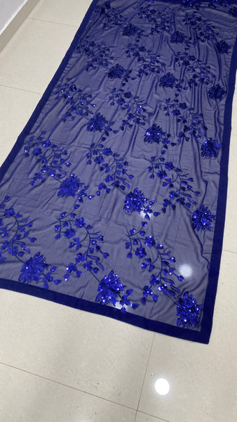 Royal Blue Georgette Saree For Women