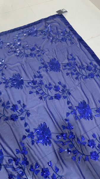 Royal Blue Georgette Saree For Women