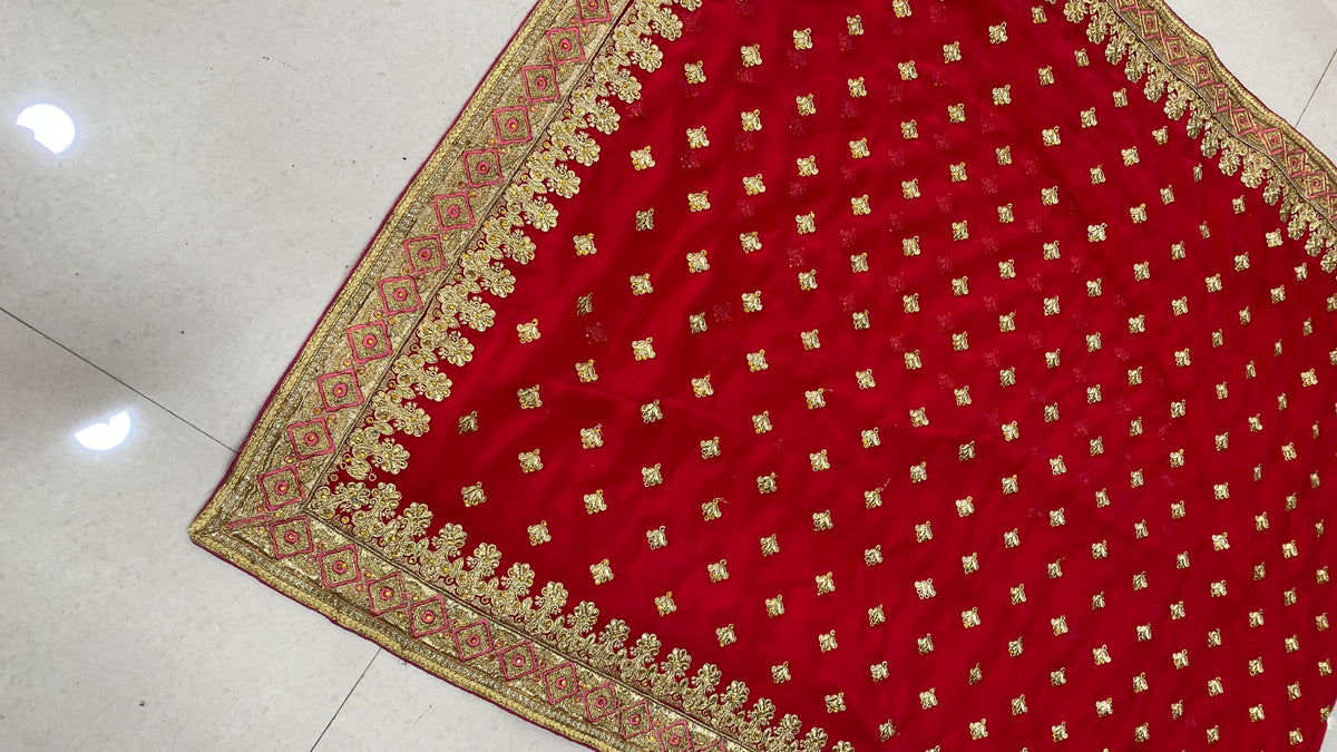 Red Georgette Embroidery Saree