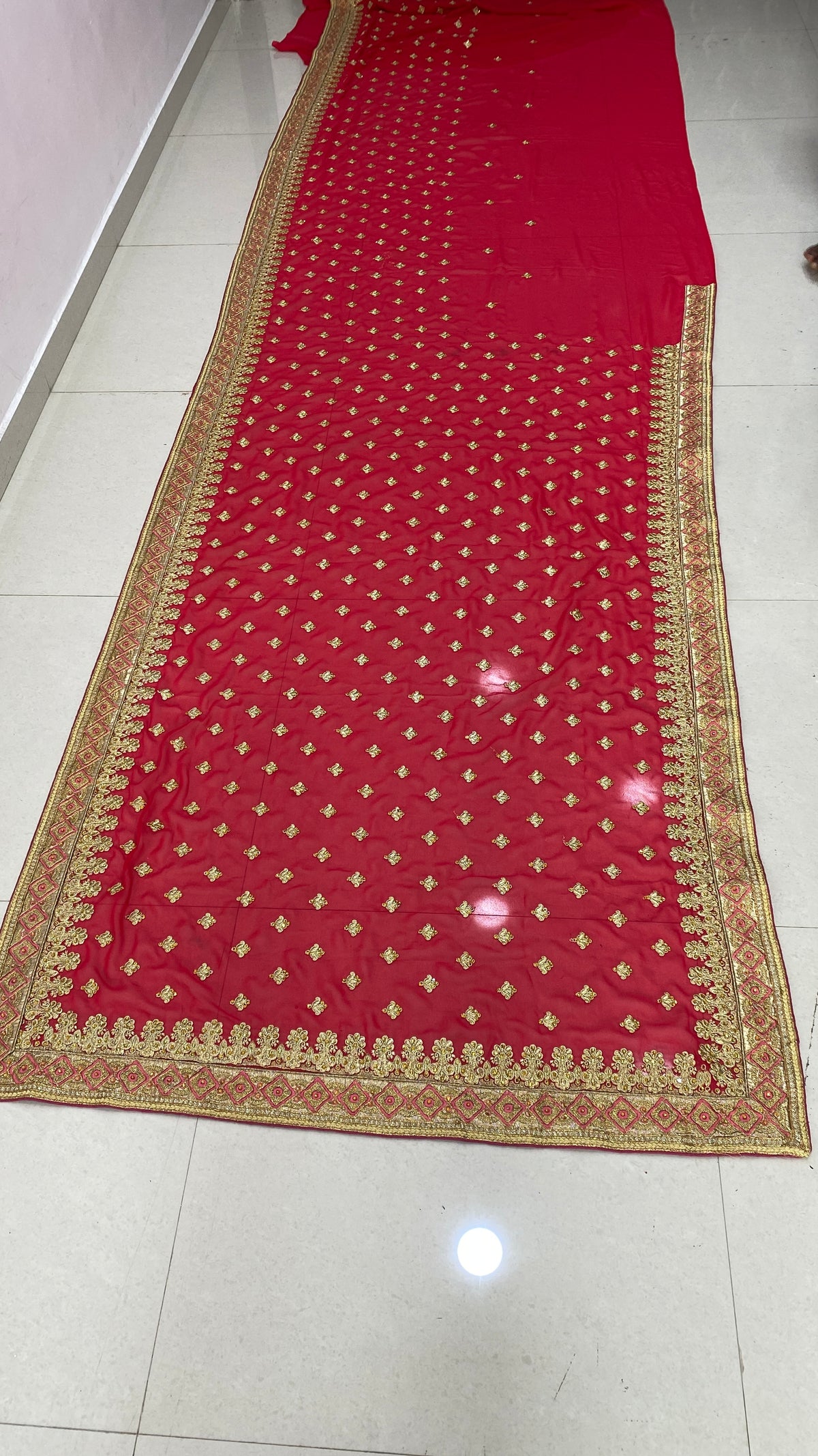 Red Georgette Embroidery Saree