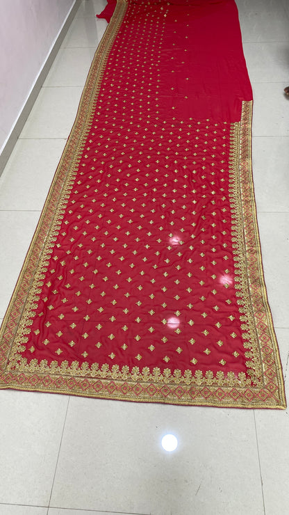 Red Georgette Embroidery Saree