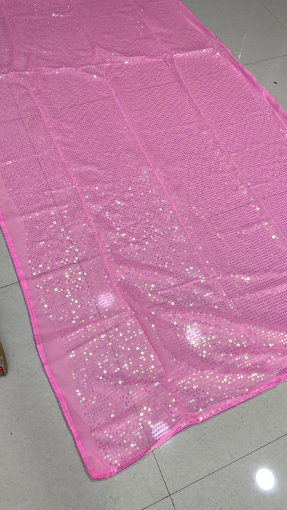 Pink Georgette Embroidery work saree