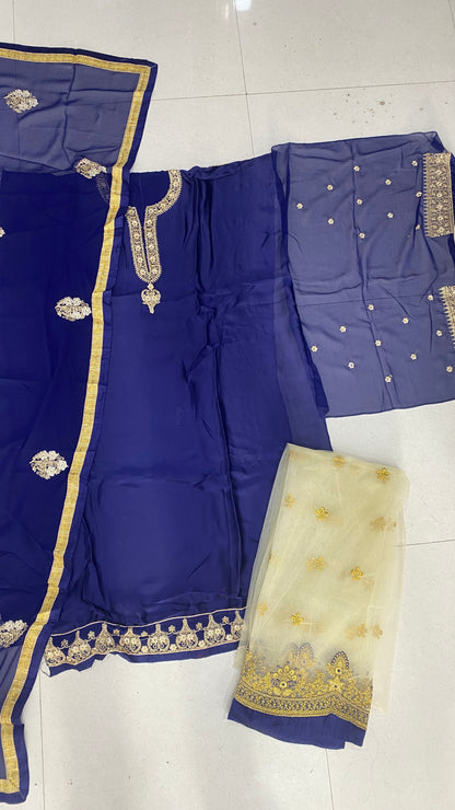 Semi Stitched Satin Lehenga Salwar Suit