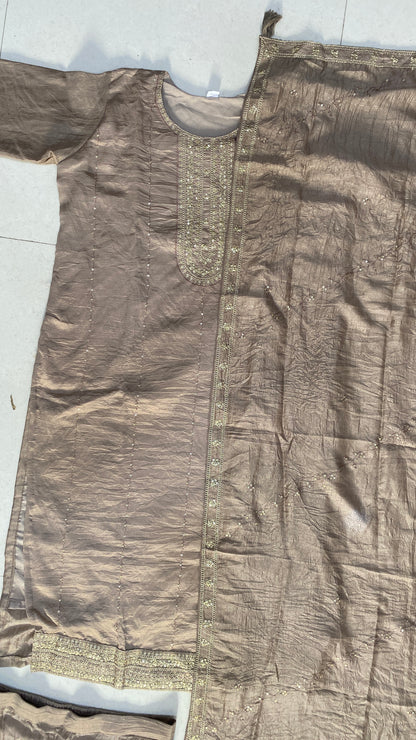 Woven Design Zari Embroidered Kurta with Trousers and Dupatta