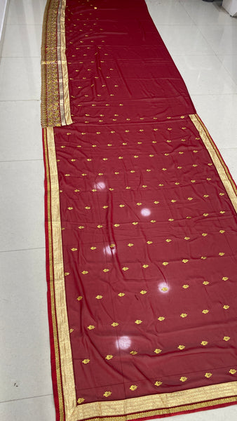 Red Georgette Saree with Blouse