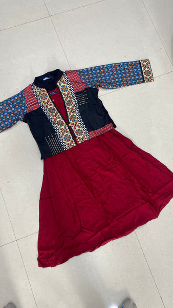 Maroon Rayon Kurti with Koti