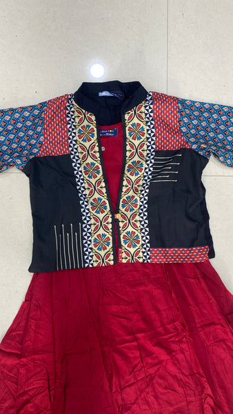 Maroon Rayon Kurti with Koti