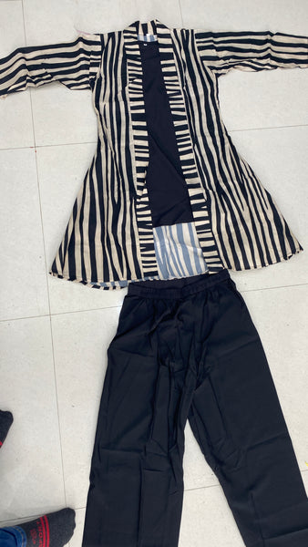 Full Stitched Crape Shrug Kurti and plazo Pent