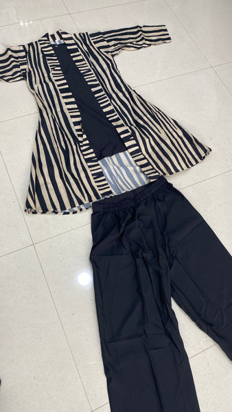 Full Stitched Crape Shrug Kurti and plazo Pent