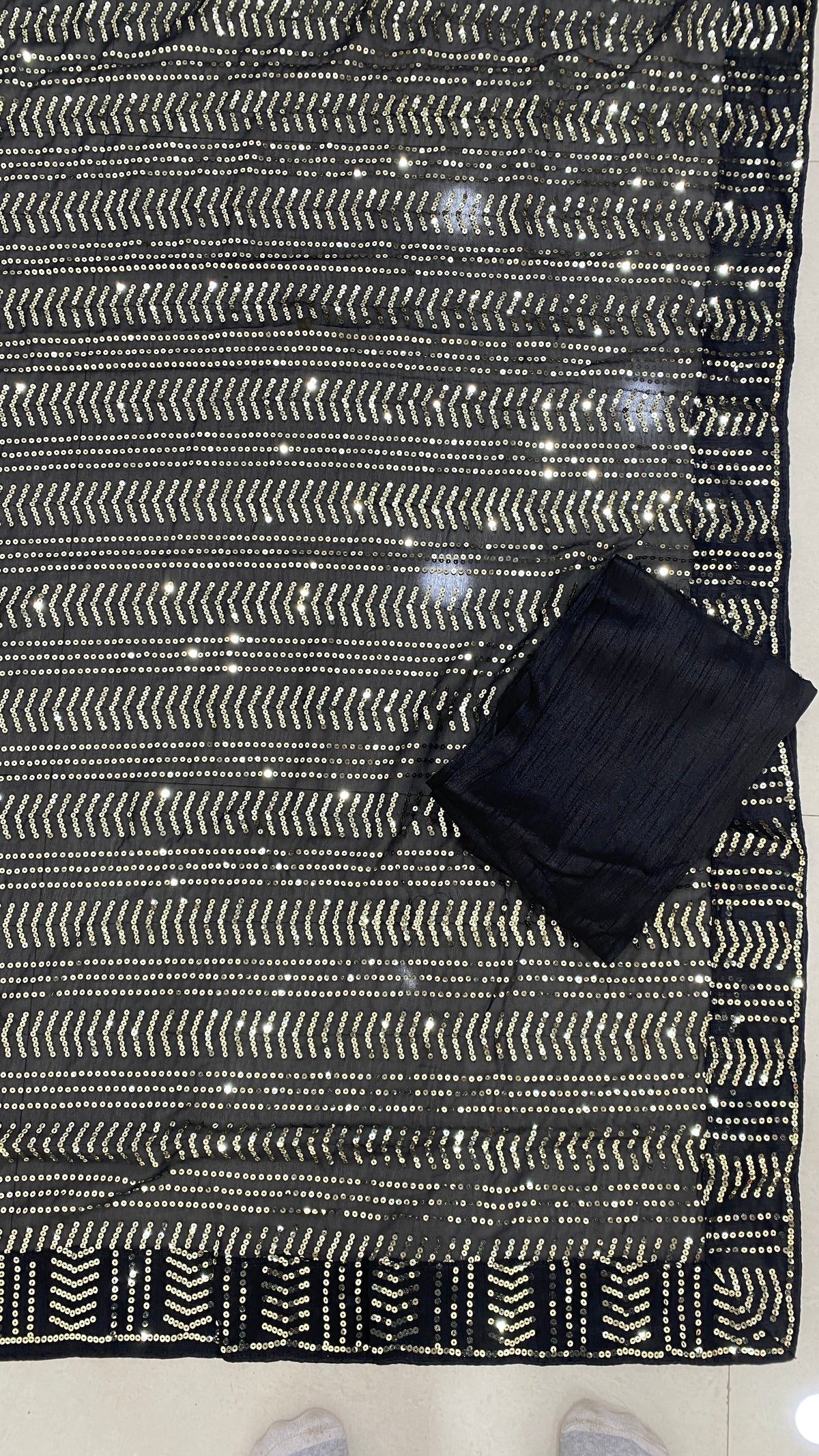 Black Georgette Embroidery Saree