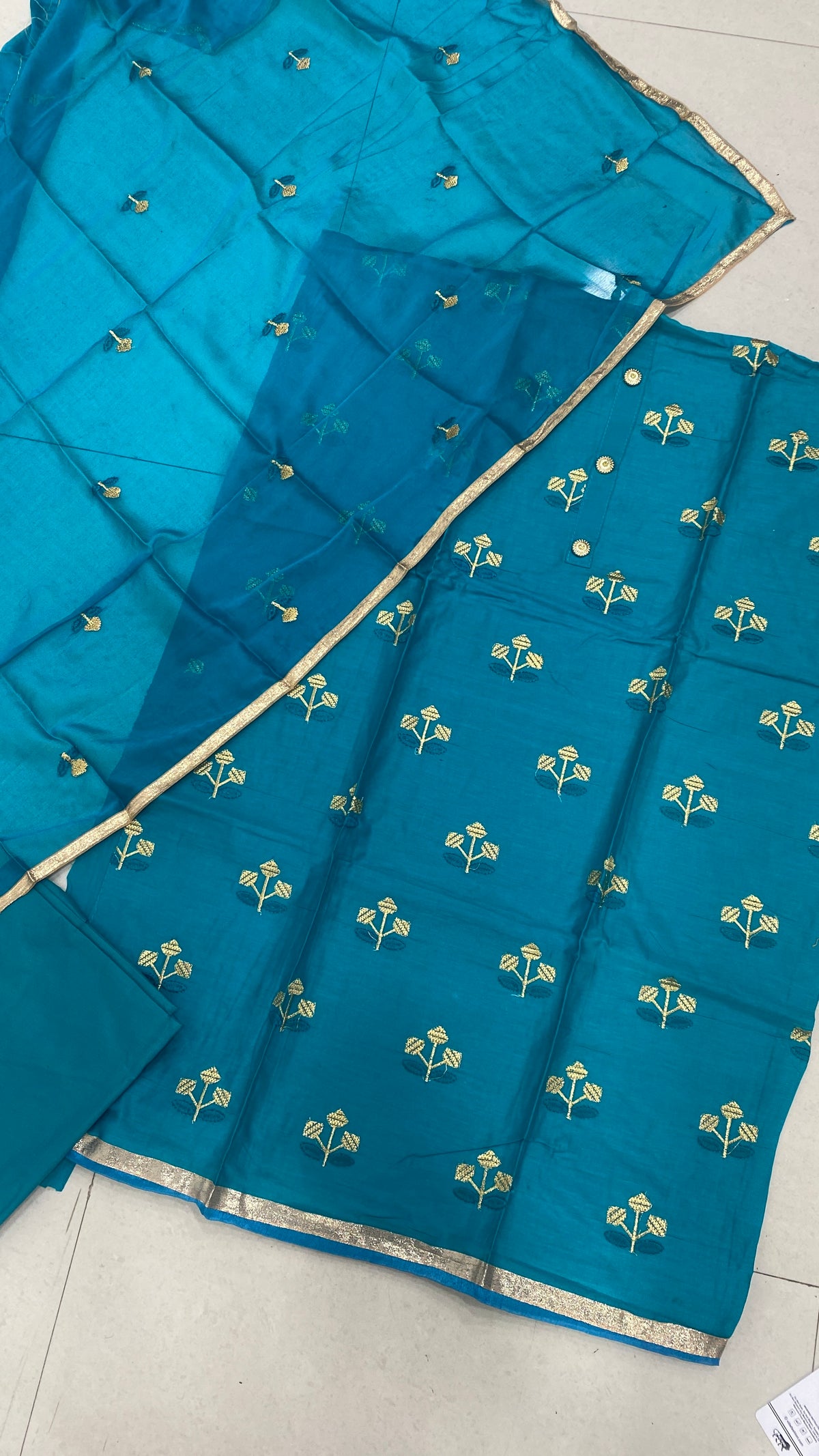 Blue Cotton Sawlar Suit
