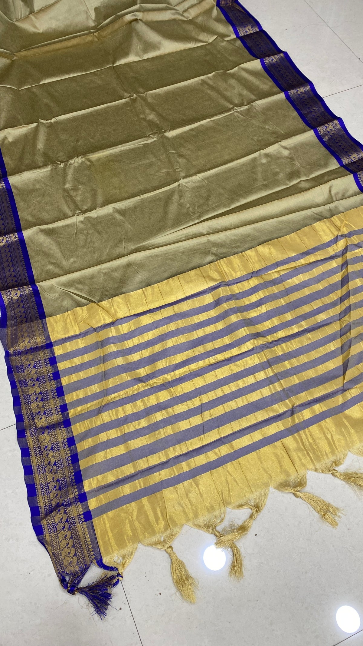 Blue Party Wear Pallu & Jacquard Work On All Over The Saree