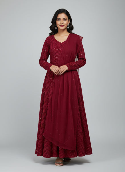 Lucknowi Sequence Work Georgette Anarkali Suit
