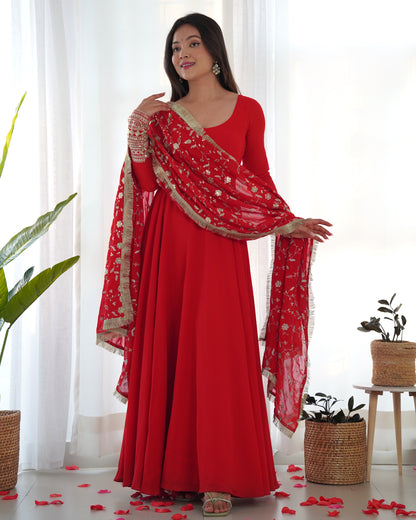 Pretty Georgette Sequence Zari Work Ready Made Anarkali Salwar Suit