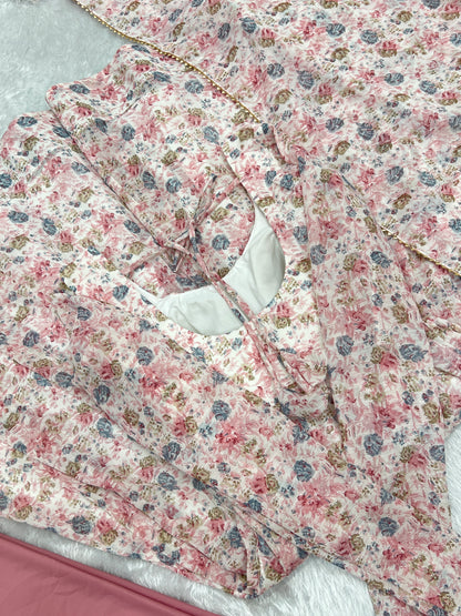 Dazzling Organza Chiffon Floral Printed Anarkali Ready Made Salwar Suit