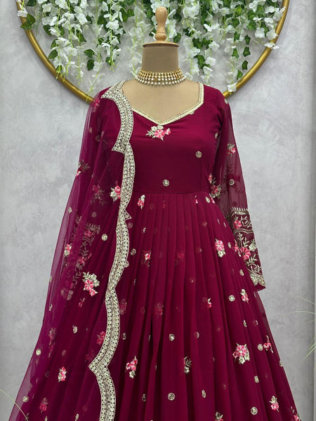 Maroon Color Latest Stitched Suit with pent and Dupatta