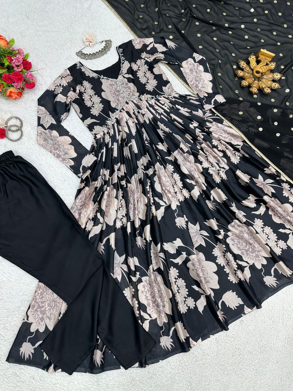 Beautiful Designer Alia With Nayra Cut Anarkali Gown Suit