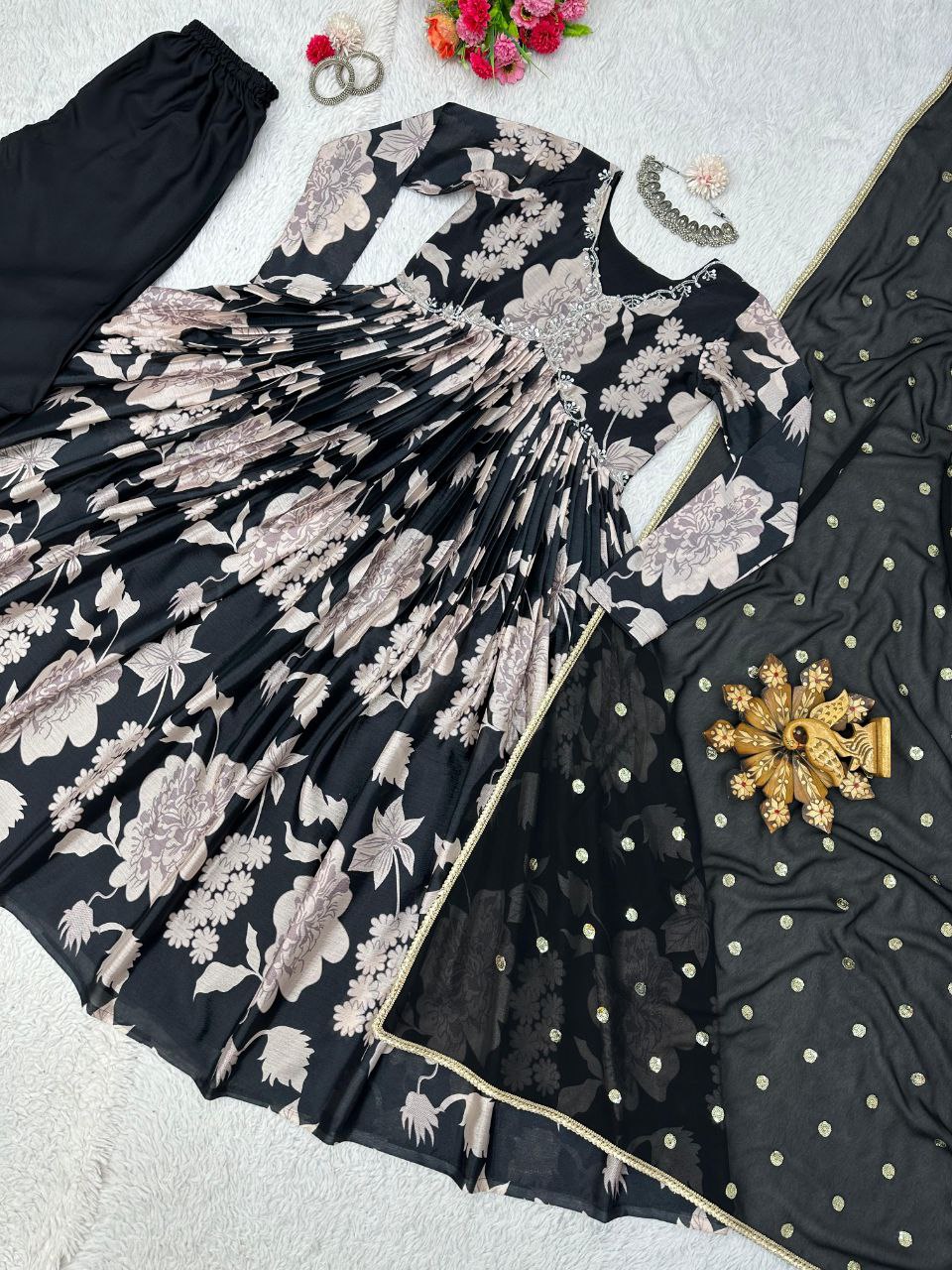 Beautiful Designer Alia With Nayra Cut Anarkali Gown Suit