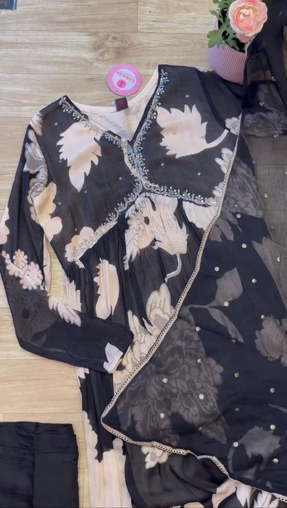 Beautiful Designer Alia With Nayra Cut Anarkali Gown Suit
