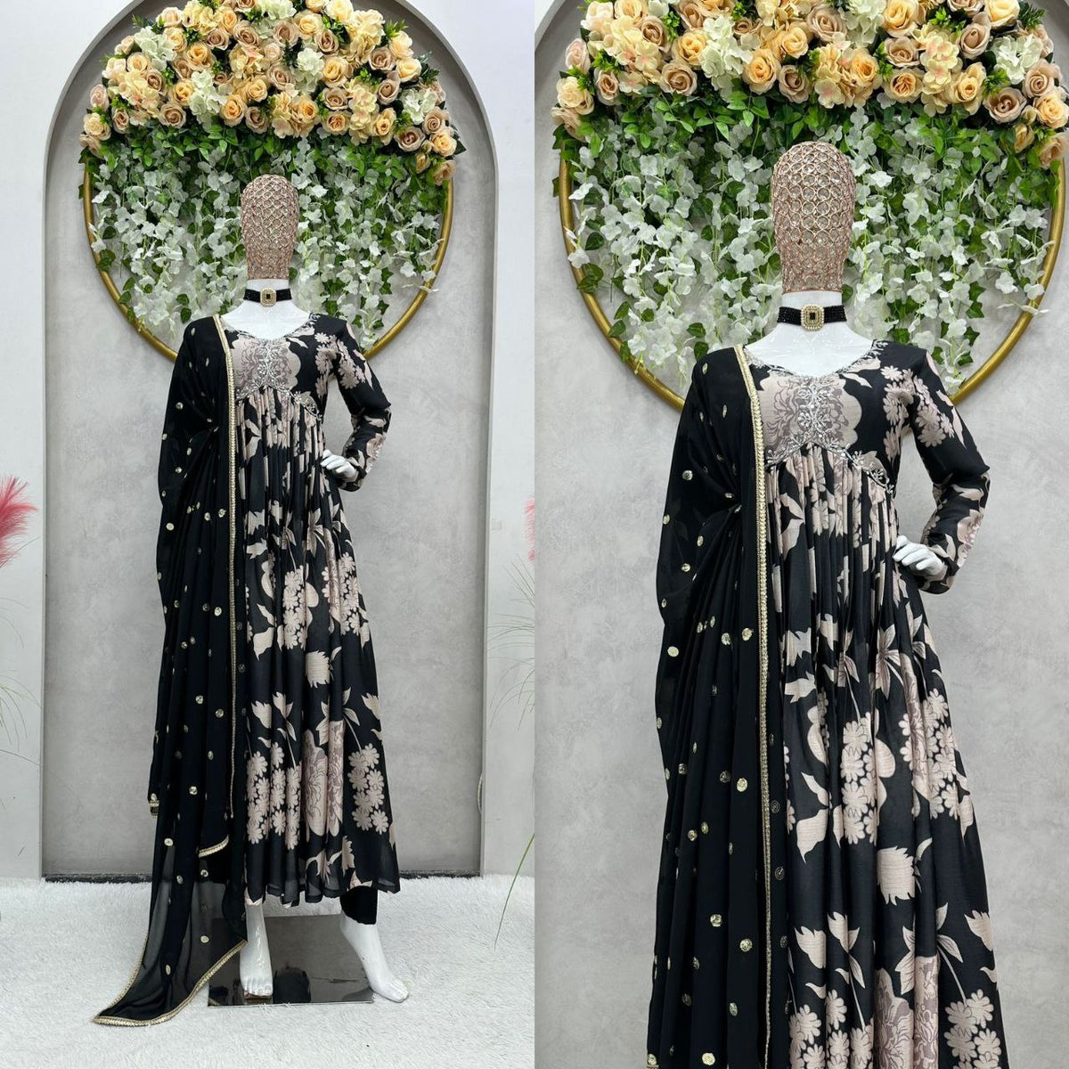 Beautiful Designer Alia With Nayra Cut Anarkali Gown Suit