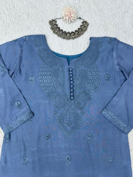 Beautiful Designer ChikanKari Kurta Pent Set