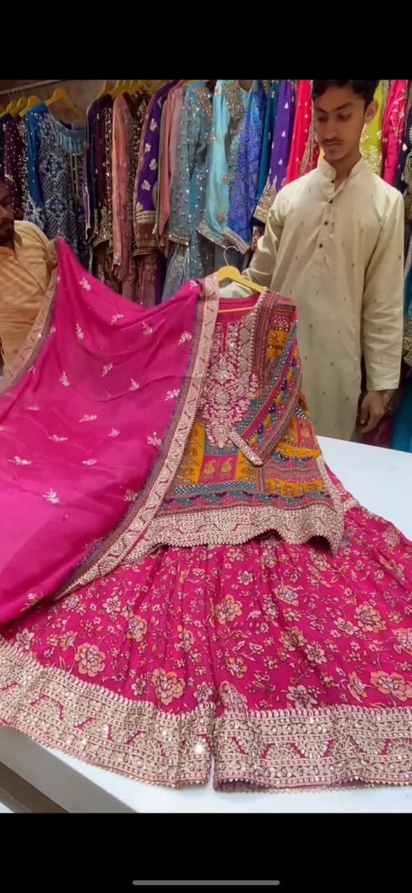 Graceful Pink Color Crape Silk Thread Sequence Work Ready Made Sharara Salwar Suit