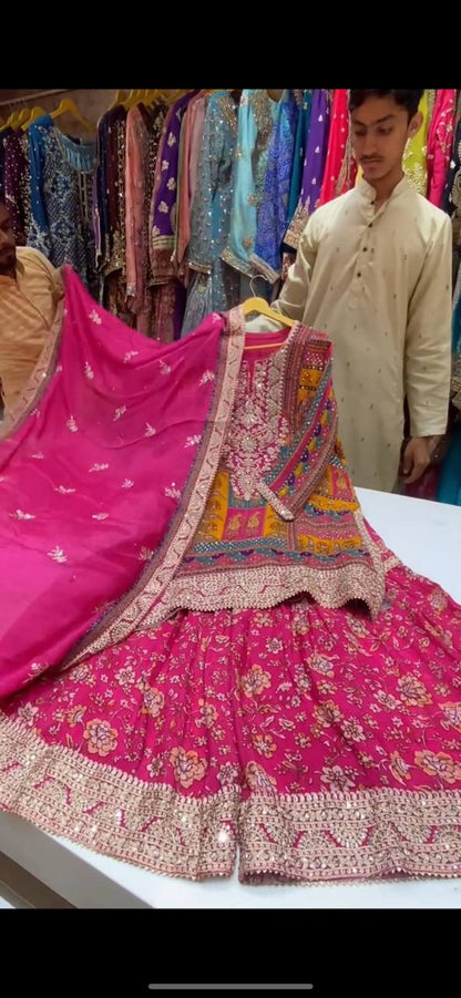 Graceful Pink Color Crape Silk Thread Sequence Work Ready Made Sharara Salwar Suit