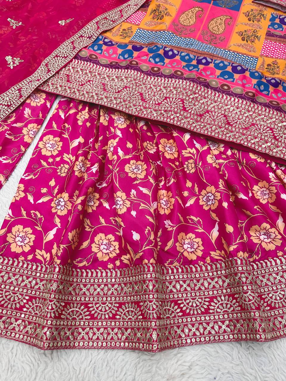 Graceful Pink Color Crape Silk Thread Sequence Work Ready Made Sharara Salwar Suit