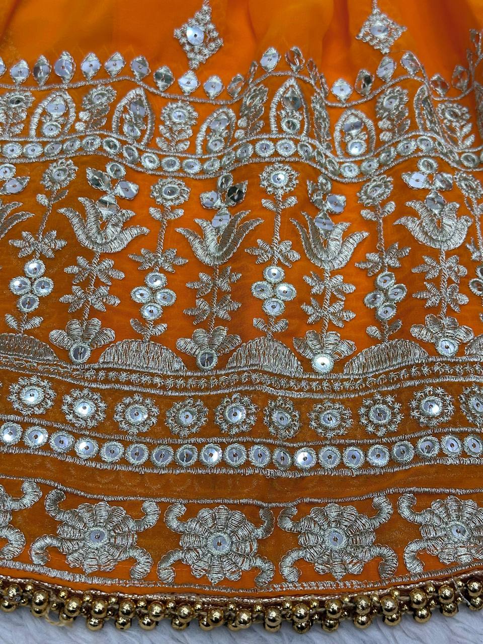 Fabulous Orange Color Georgette Sequence Thread Work Sharara Suit
