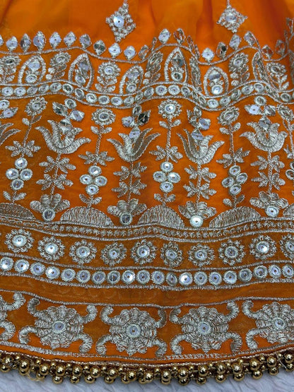 Fabulous Orange Color Georgette Sequence Thread Work Sharara Suit