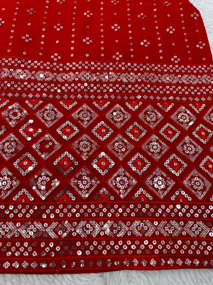 Dashing Red Color Georgette Sequence Thread Work Salwar Suit