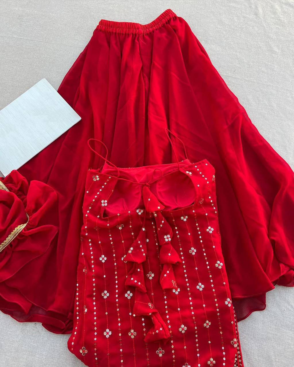 Dashing Red Color Georgette Sequence Thread Work Salwar Suit