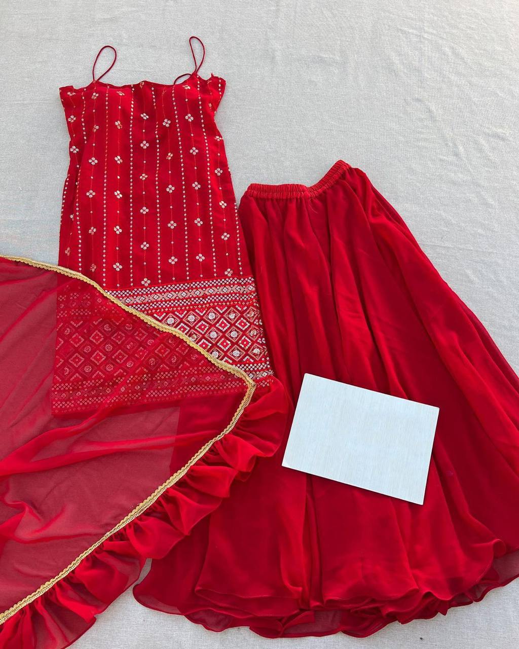 Dashing Red Color Georgette Sequence Thread Work Salwar Suit