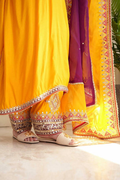 Awesome Mustard Color Taffeta Silk Sequence Thread Work Salwar Suit