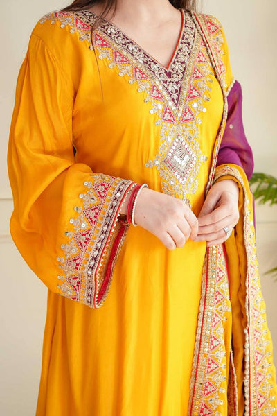 Awesome Mustard Color Taffeta Silk Sequence Thread Work Salwar Suit