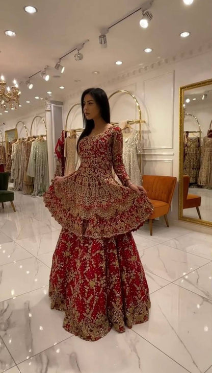 Wedding Wear Red Color Sequence Work Georgette Lehenga Suit